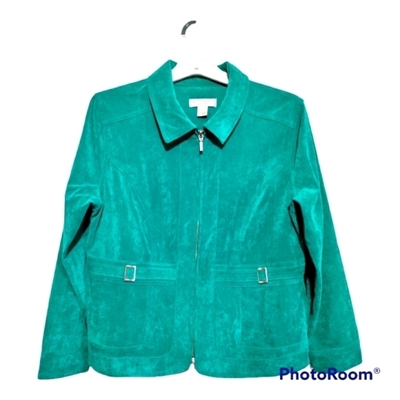 Christopher & Banks Petite Teal color jacket size Large Petite very soft - Picture 1 of 9